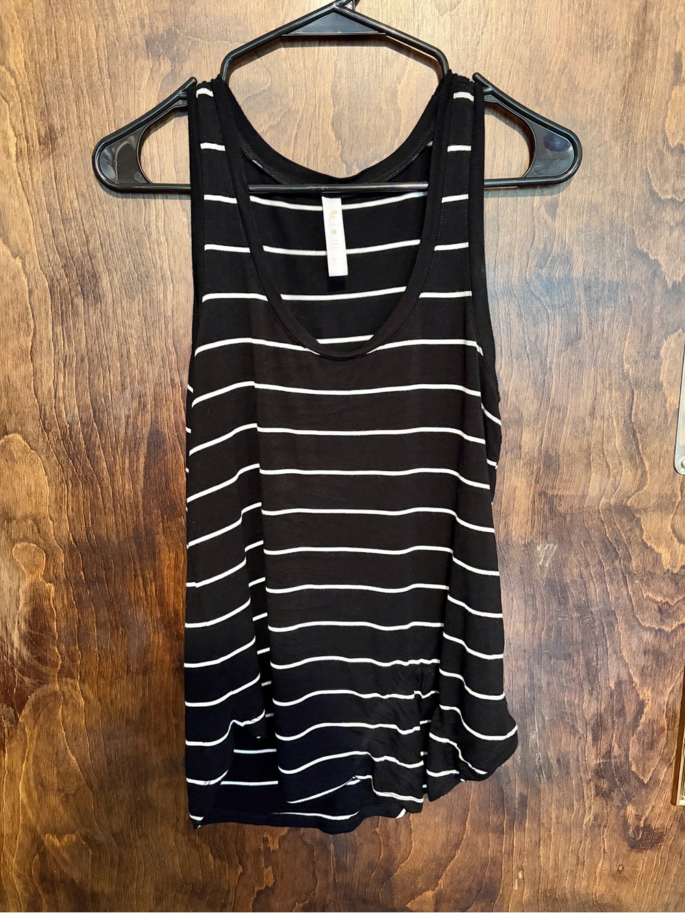 Women’s Black & White Striped scoop neck flowy Tank Top